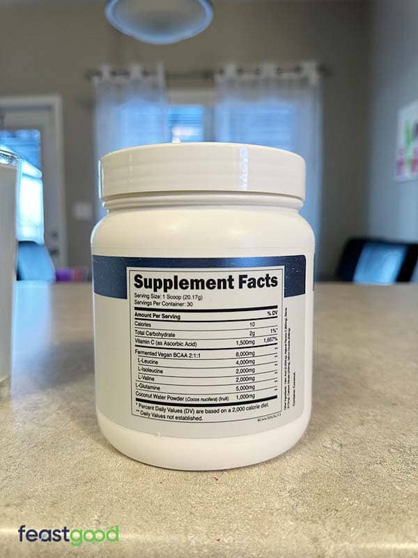 Transparent Labs BCAA Glutamine ingredients