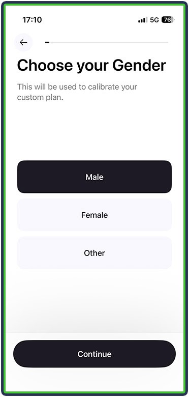 Cal AI - choose your gender