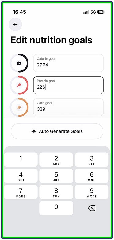Cal AI - edit nutrition goals