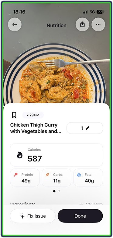 Cal AI updating the calories and macros