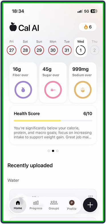 Cal AI - clean dashboard