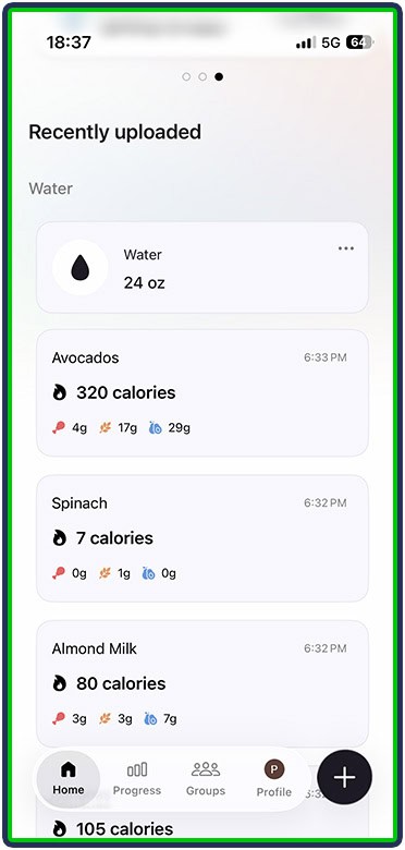 Cal AI - logged foods and drinks