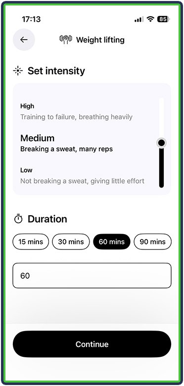 Cal AI - weight training sessions