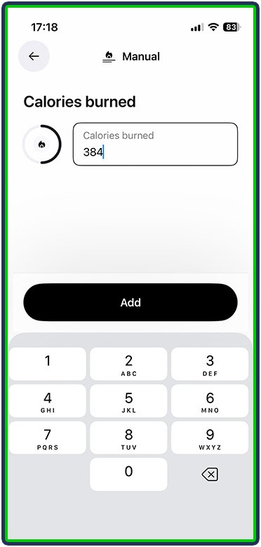 Cal AI - manual adding option calories burned