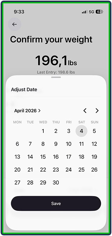Cal AI - weight confirmation