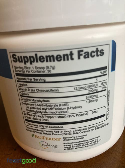 TL Creatine HMB Creatine Supplement label - FeastGood.com TL Creatine HMB Creatine Supplement label